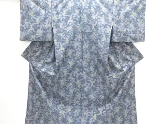 JAPANESE KIMONO / TSUMUGI / WOVEN FLORAL PLANTS